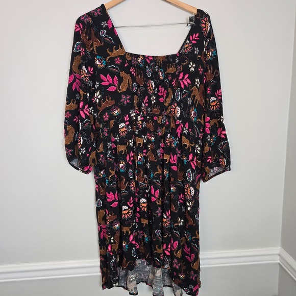 NWT Torrid Leopard Floral Twist Front Mini Dress 2X 18-20 Boho Festival Pockets - Picture 10 of 12